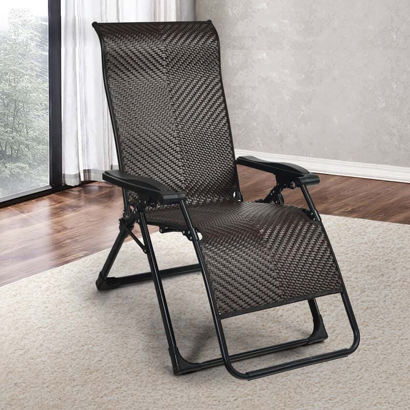 Patio Rattan Zero Gravity Lounge Chair